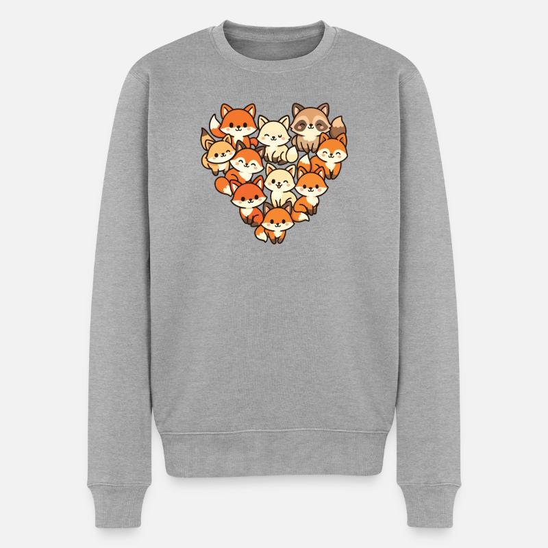 Fuchs - Männer Premium Bio Pullover - Grau meliert