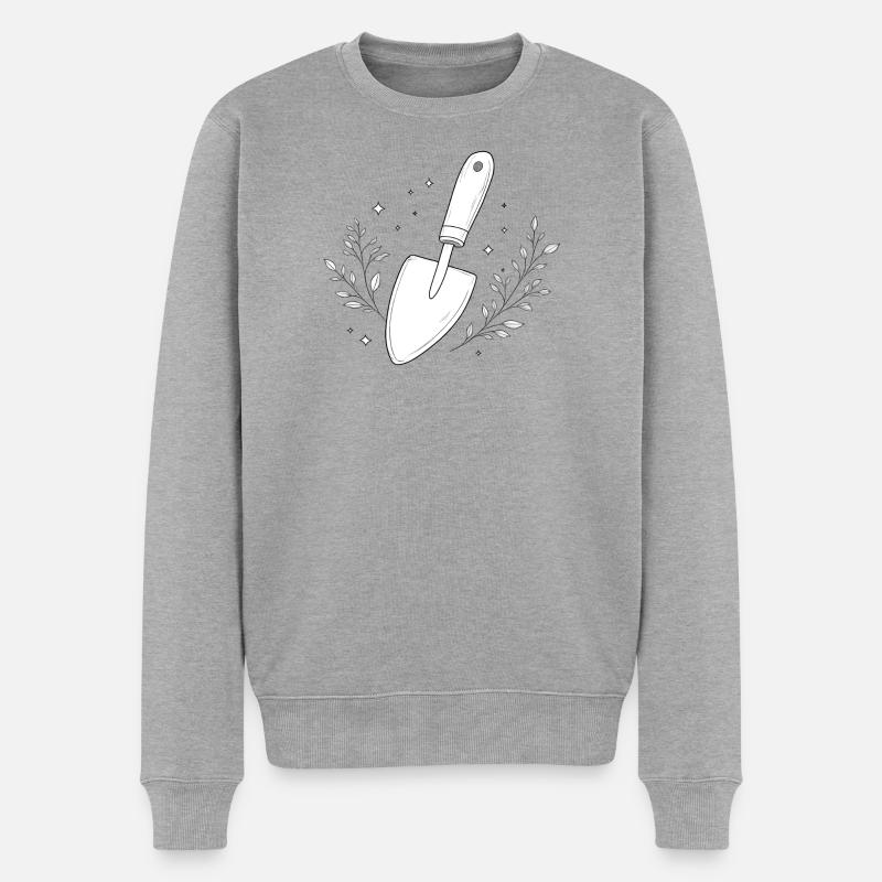 Garten Schaufel Linienstudie - Männer Premium Bio Pullover - Grau meliert