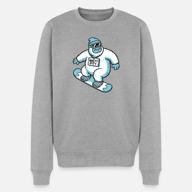 Brett Pitt - Männer Premium Bio Pullover - Grau meliert