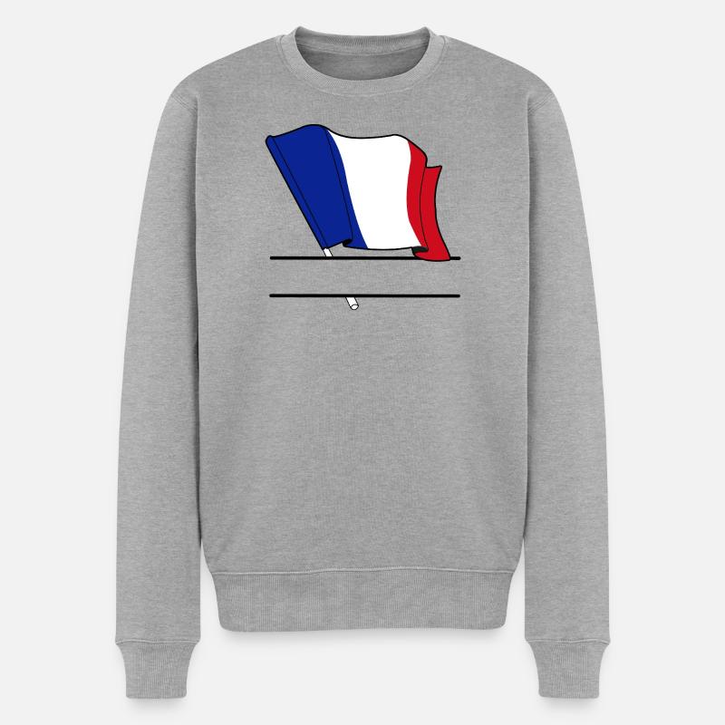 Frankreich-Flaggennamensraum - Männer Premium Bio Pullover - Grau meliert