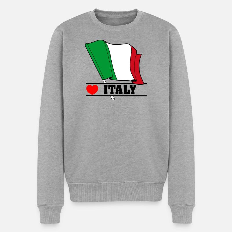 Italienische Flagge mit Herz - Männer Premium Bio Pullover - Grau meliert