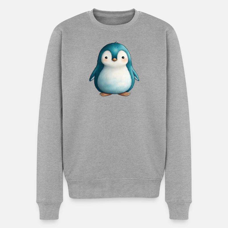 Pinguinbaby, Polartier, Eisscholle - Männer Premium Bio Pullover - Grau meliert