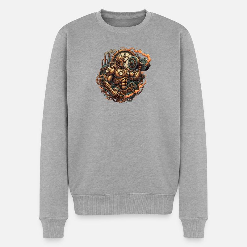 Steampunk und Retro - Männer Premium Bio Pullover - Grau meliert