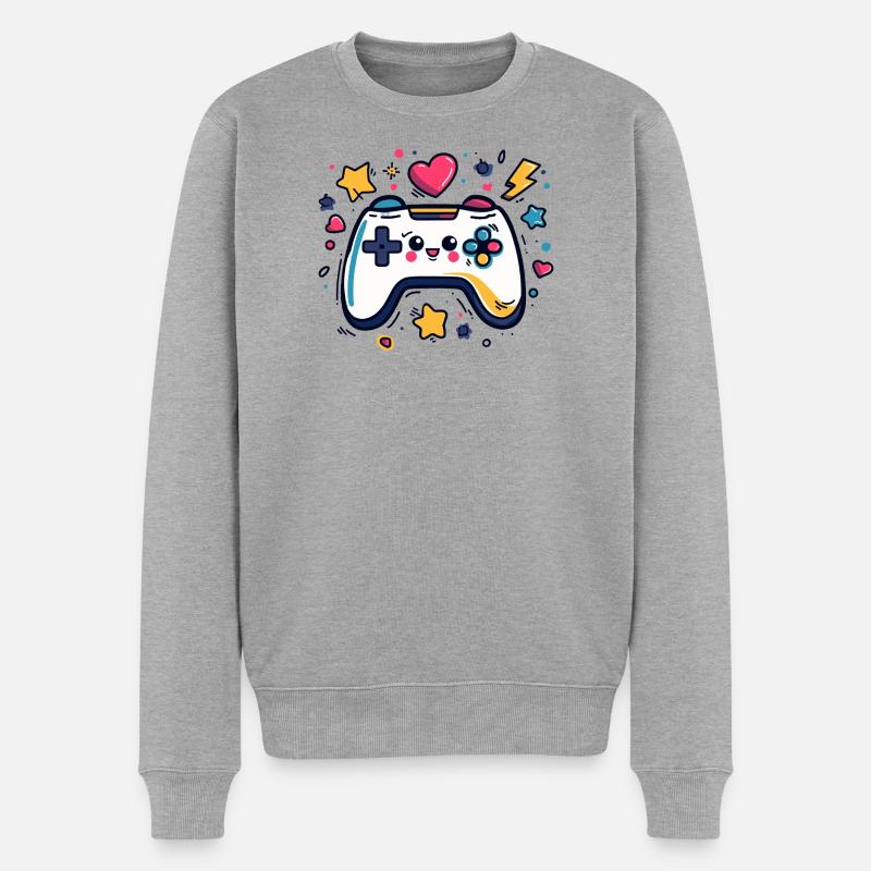 Kunterbunter Controller-Charme - Männer Premium Bio Pullover - Grau meliert