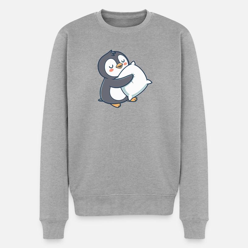 Pastell-Kuschelpinguin - Männer Premium Bio Pullover - Grau meliert