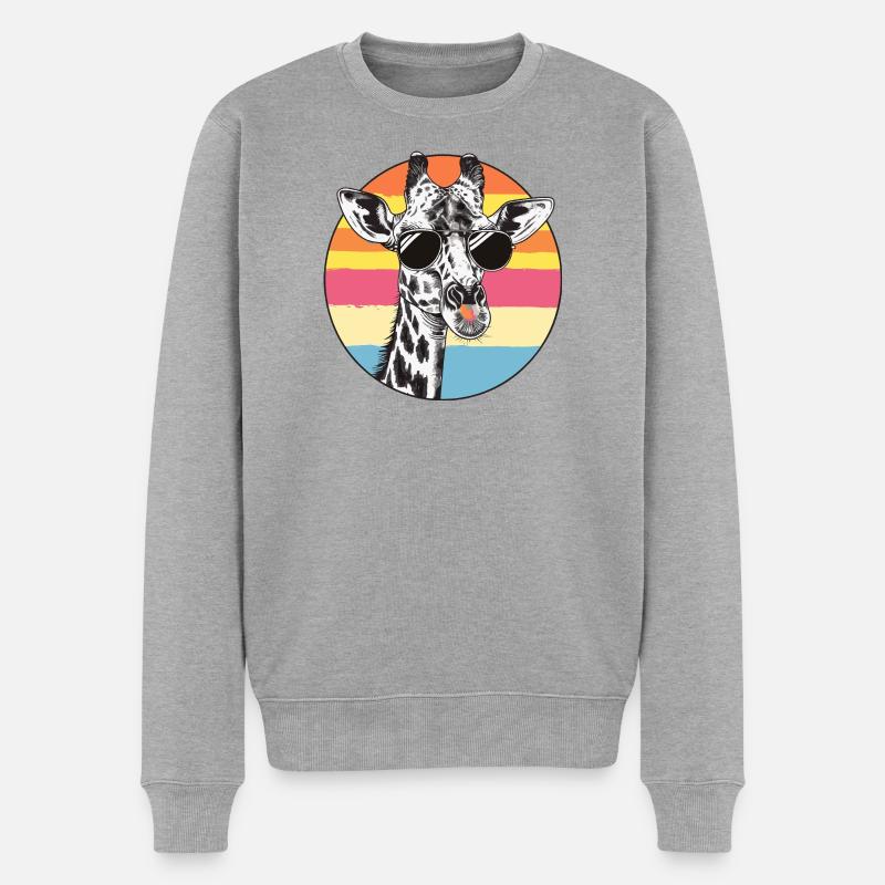 Giraffe Retro Sonnenbrille - Männer Premium Bio Pullover - Grau meliert