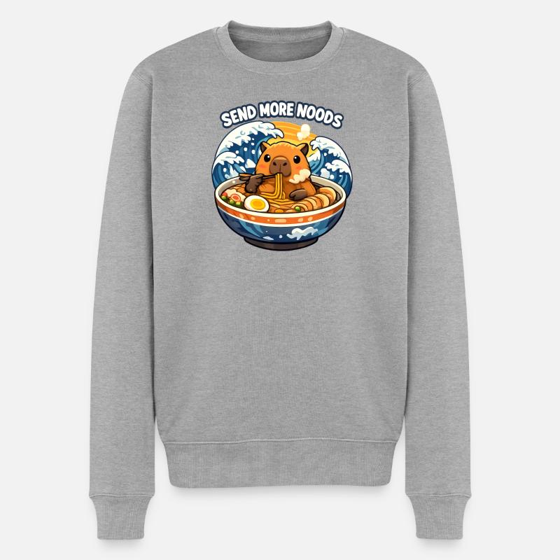 Capybara Send Noods Ramen - Männer Premium Bio Pullover - Grau meliert