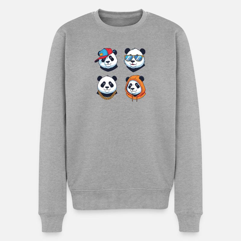 Panda Streetstyle Avatare Set - Männer Premium Bio Pullover - Grau meliert