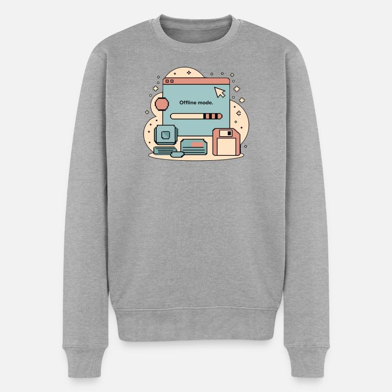 Offline Mode Retro Internet - Männer Premium Bio Pullover - Grau meliert