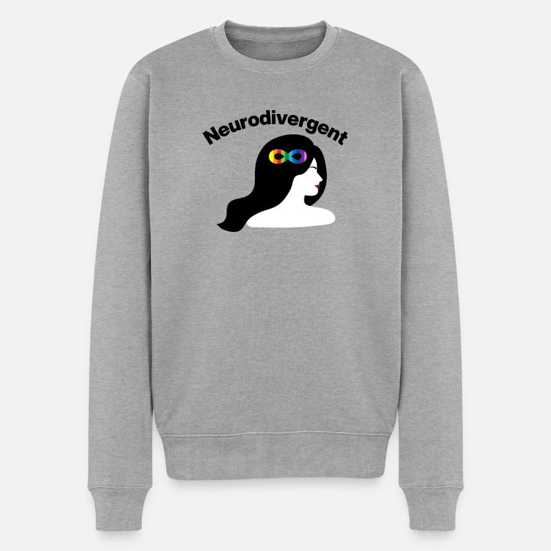NEURODIVERGENT GEHIRNPOWER! Neurodivergenz, ADHS - Männer Premium Bio Pullover - Grau meliert