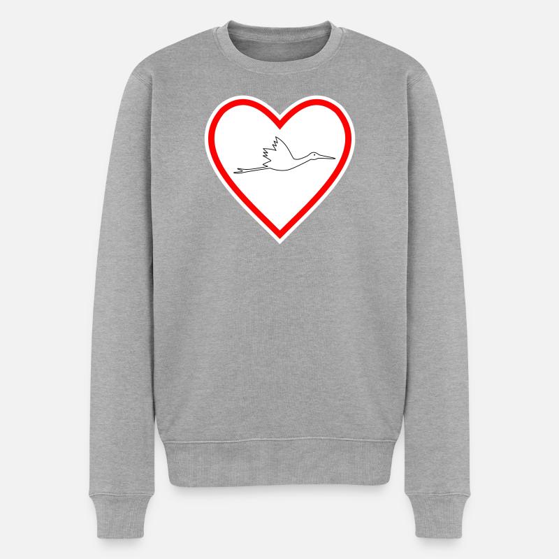 Herz Klapperstorch - Männer Premium Bio Pullover - Grau meliert