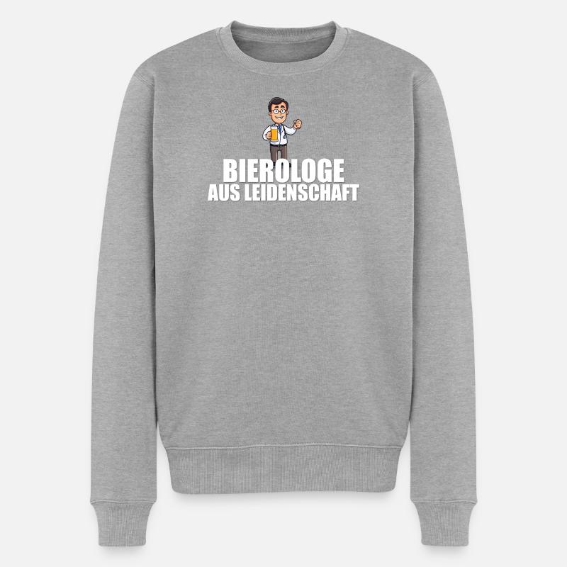 Bierologe aus Leidenschaft - Männer Premium Bio Pullover - Grau meliert