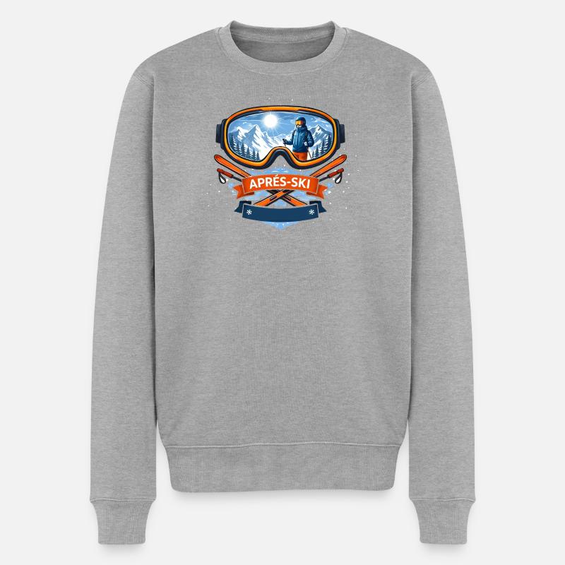 Apres Ski Comic Design - Männer Premium Bio Pullover - Grau meliert