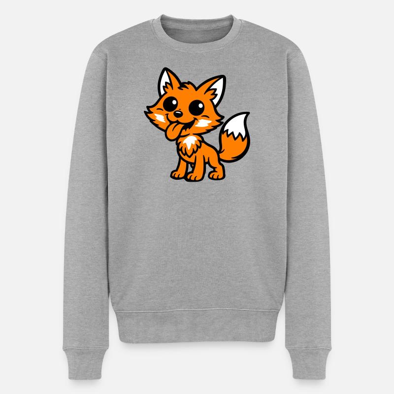 Fuchs Comic - Männer Premium Bio Pullover - Grau meliert