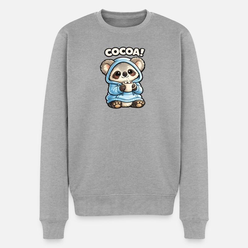 Kakao Panda Hoodie - Männer Premium Bio Pullover - Grau meliert
