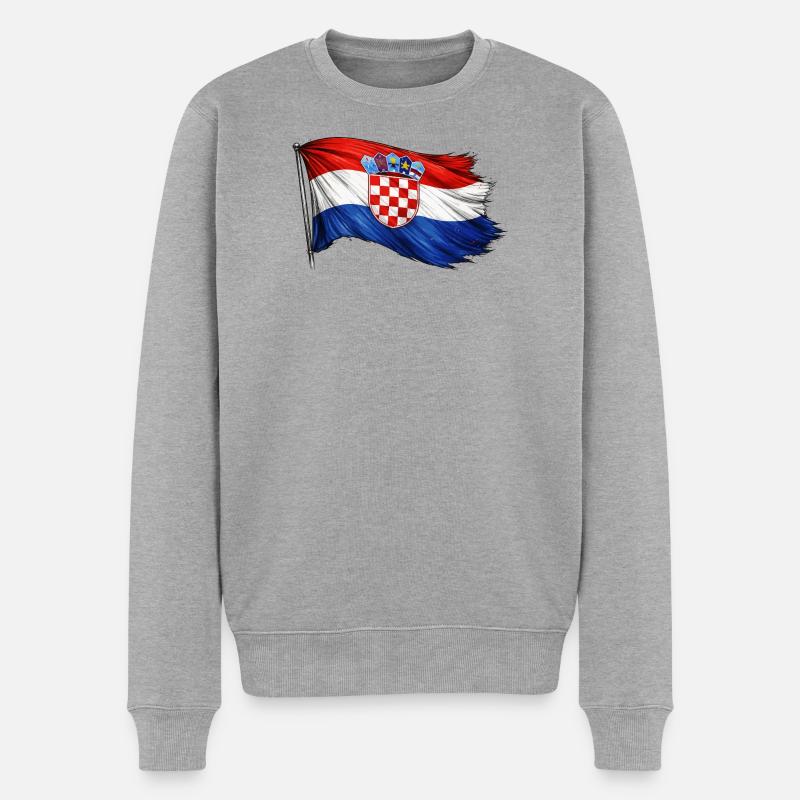 Drapeau de la Croatie - Pull Premium bio Homme - gris chiné