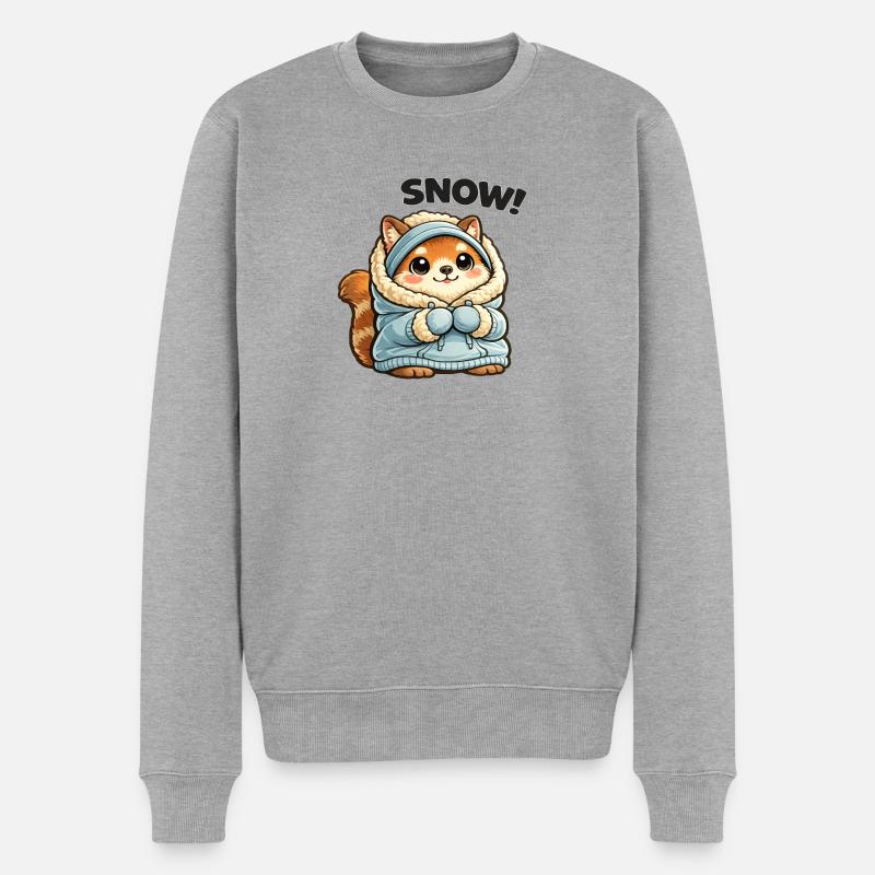 Renard en pull d’hiver - Pull Premium bio Homme - gris chiné