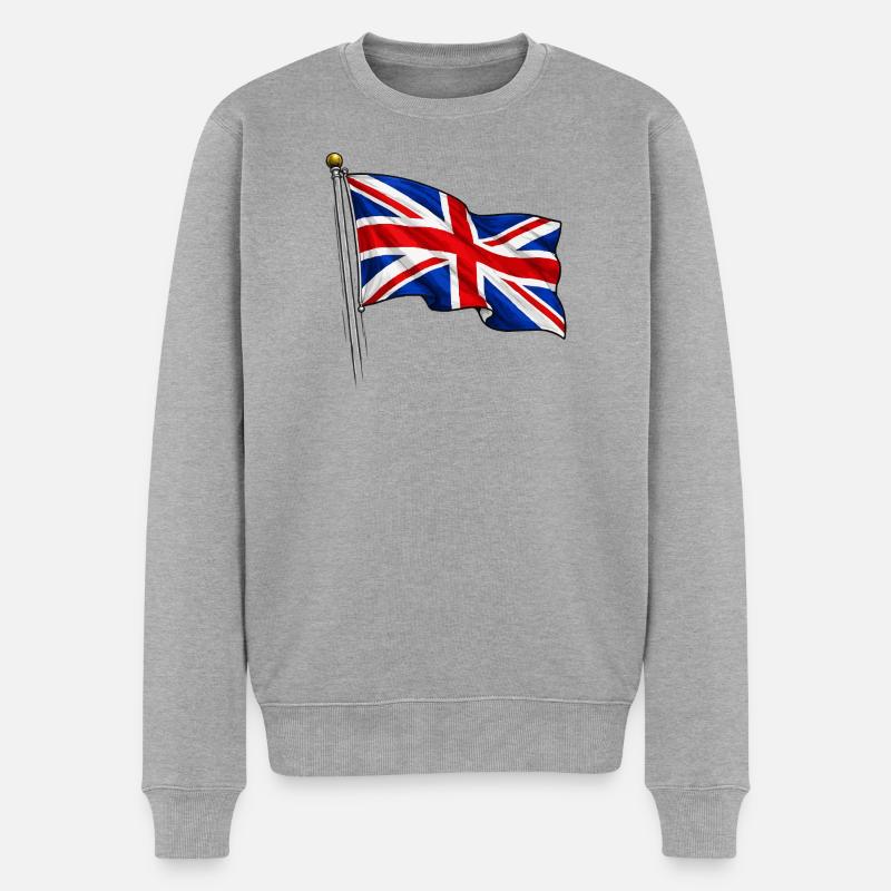 Großbritannien England Fahne - Männer Premium Bio Pullover - Grau meliert
