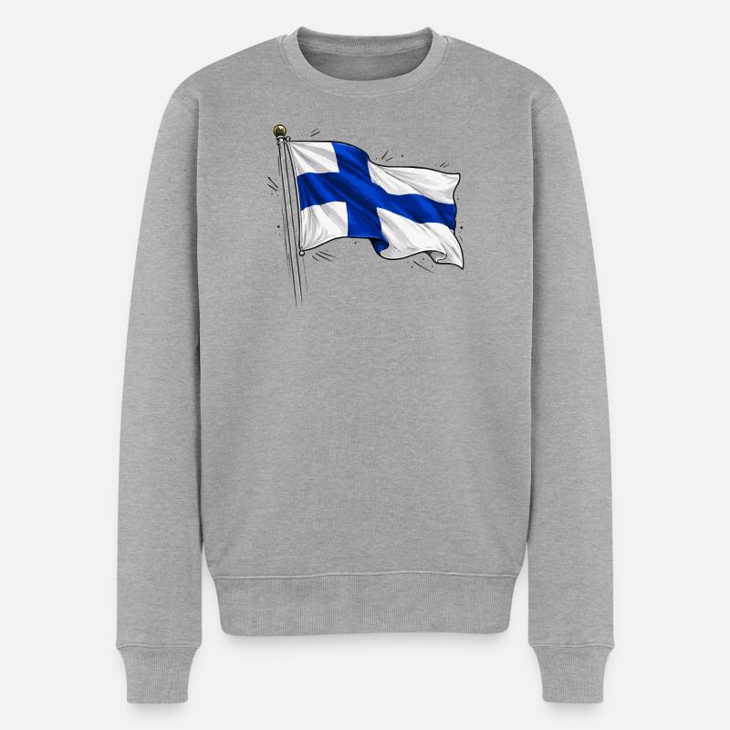 Finnland Flagge - Männer Premium Bio Pullover - Grau meliert