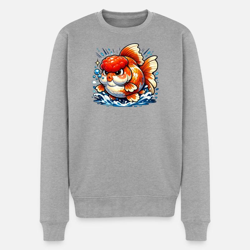 High Quality Fat Oranda Goldfish - Männer Premium Bio Pullover - Grau meliert