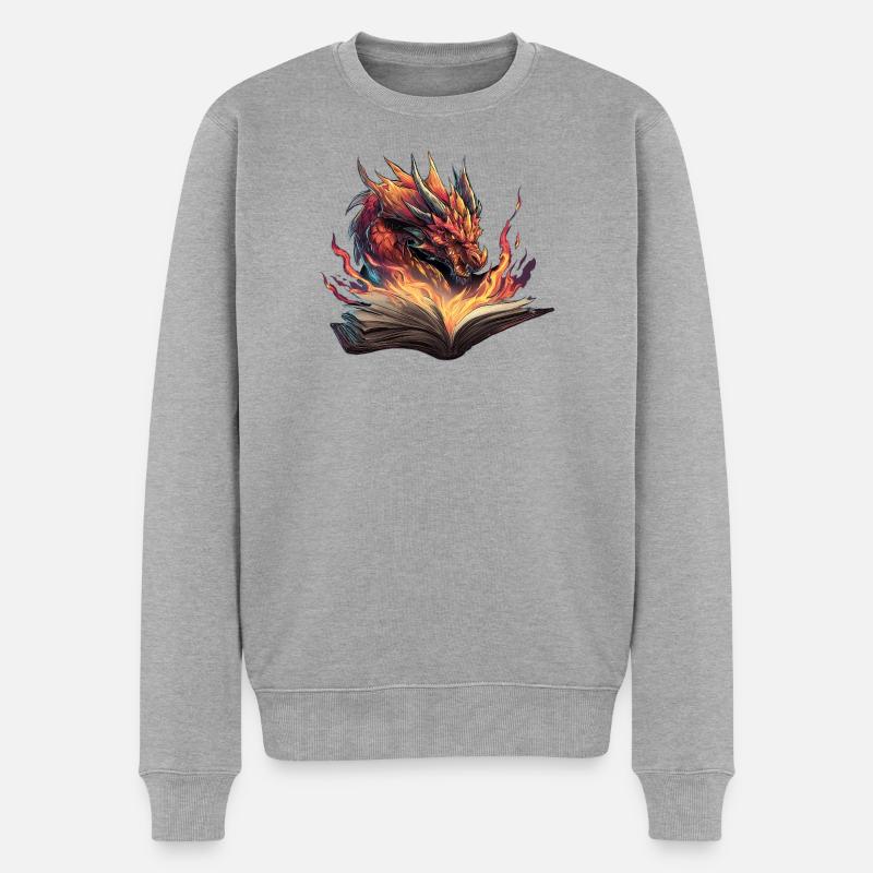 Drachenbuch Transformationsfeuer-Design - Männer Premium Bio Pullover - Grau meliert