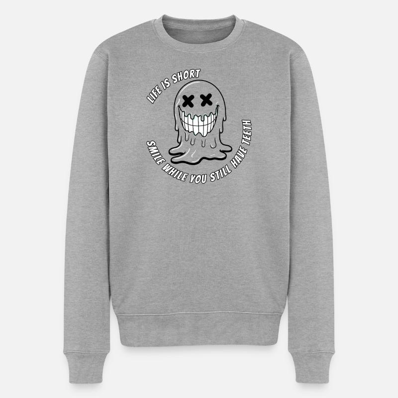 Leben und Teeth.TR - Männer Premium Bio Pullover - Grau meliert