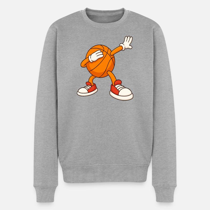 Basketball-Maskottchen-Deckgesicht - Männer Premium Bio Pullover - Grau meliert