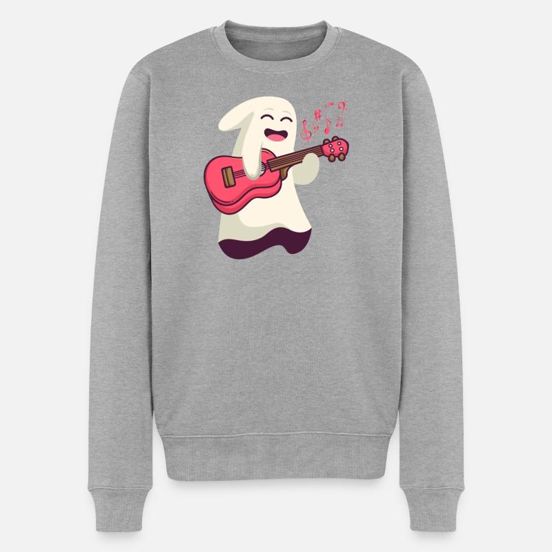 Hawaiian Ukulele Uke Halloween - Männer Premium Bio Pullover - Grau meliert