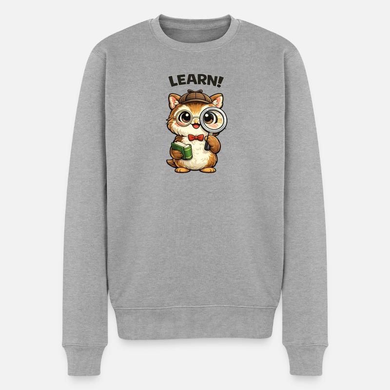 Lernkätzchen Detektiv - Männer Premium Bio Pullover - Grau meliert