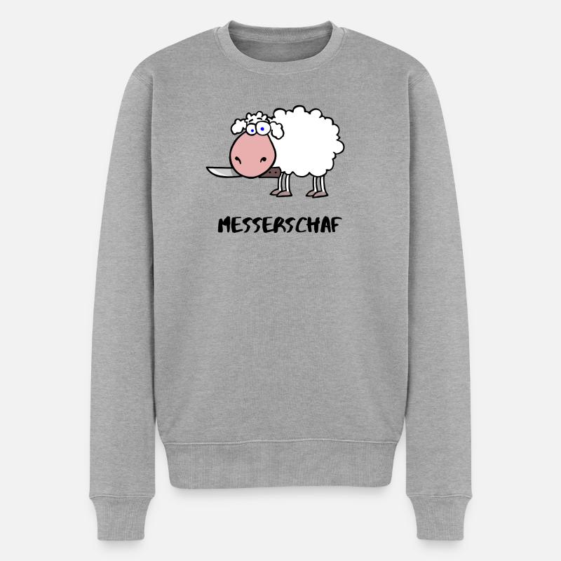 Messerschaf - Männer Premium Bio Pullover - Grau meliert