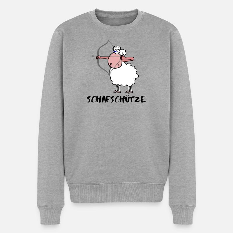 Schafschütze Schütze Sternzeichen Schaf - Männer Premium Bio Pullover - Grau meliert