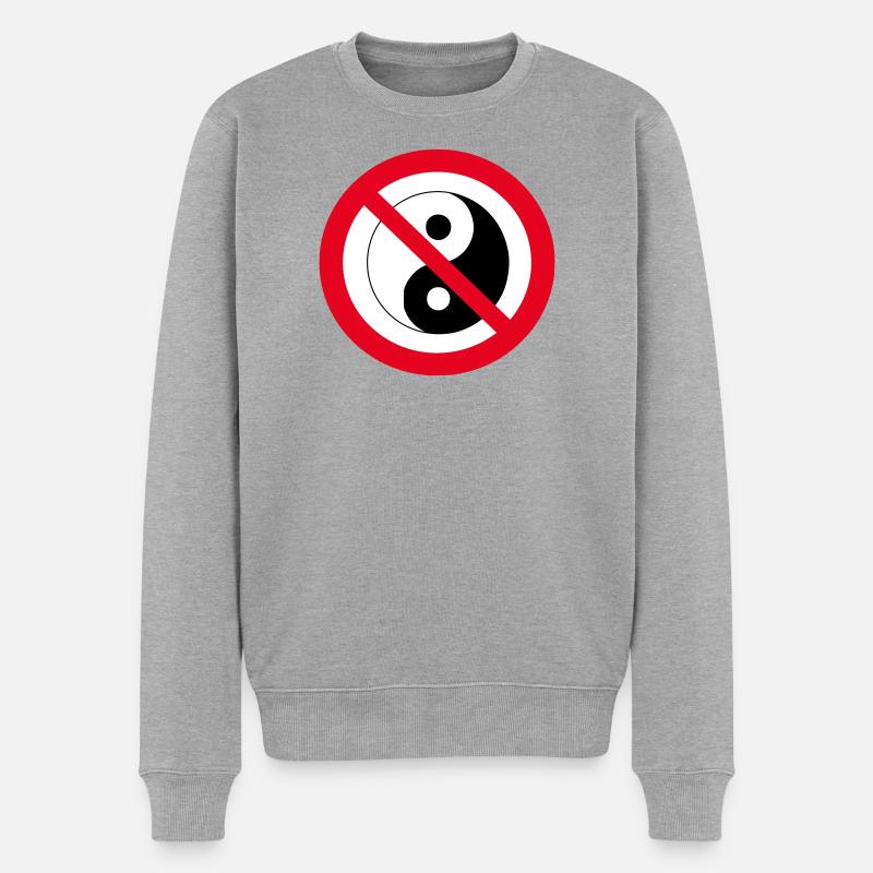 Interdit Yin Yang: symbole antiéquilibre - Pull Premium bio Homme - gris chiné