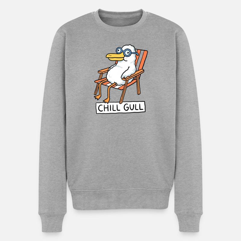 Chill Gull Lounge - Männer Premium Bio Pullover - Grau meliert