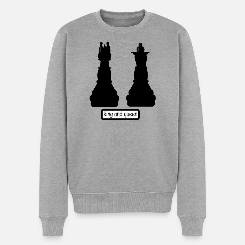 king_and_queen - Männer Premium Bio Pullover - Grau meliert