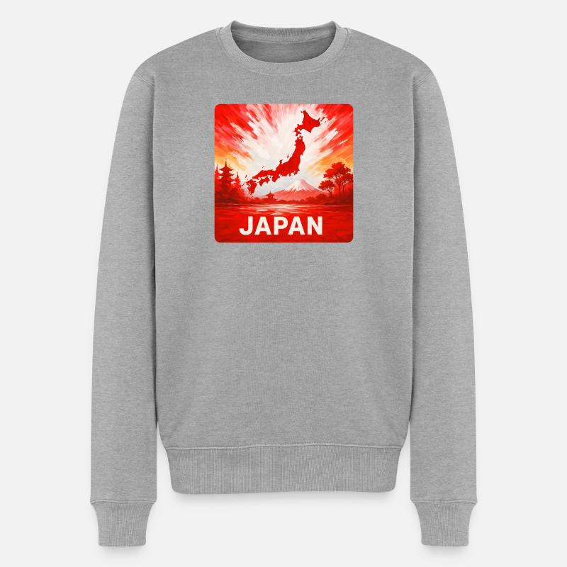 Japan Reise Design - Männer Premium Bio Pullover - Grau meliert