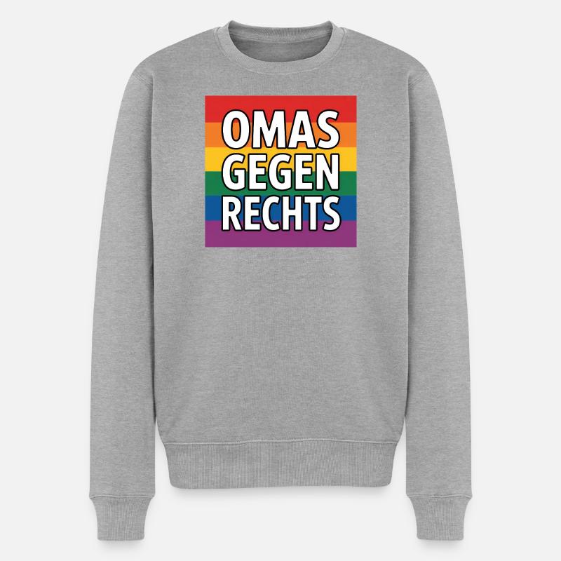 Omas gegen Rechts - Antifa Regenbogen Tee - Männer Premium Bio Pullover - Grau meliert