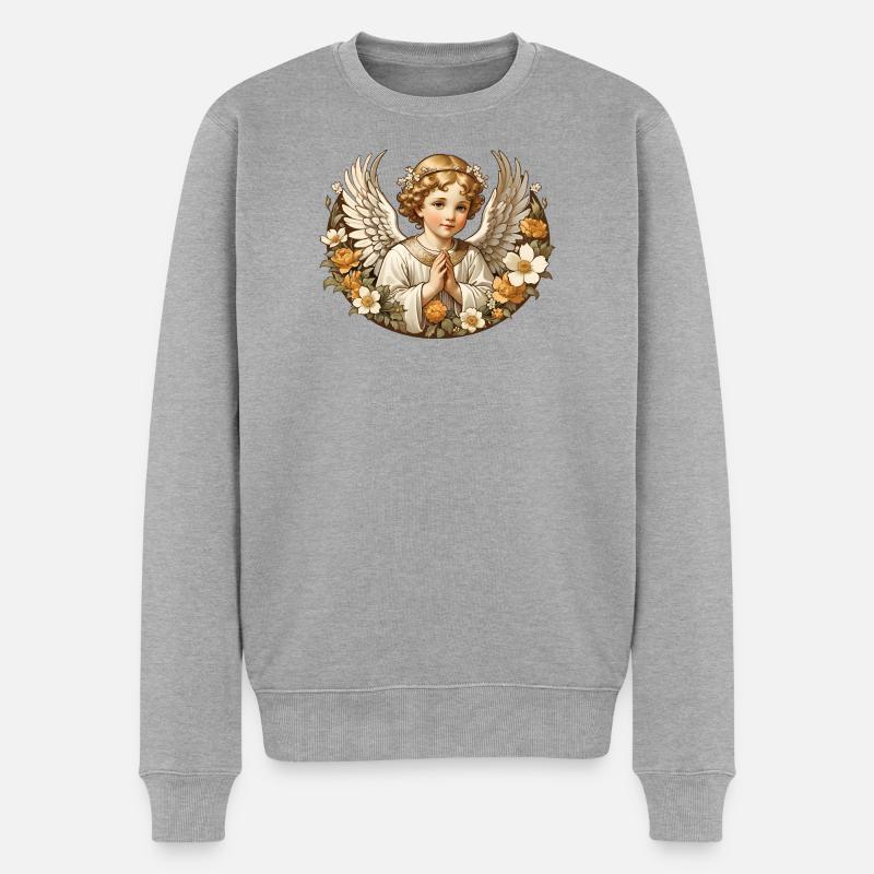 Schutzengel - Männer Premium Bio Pullover - Grau meliert