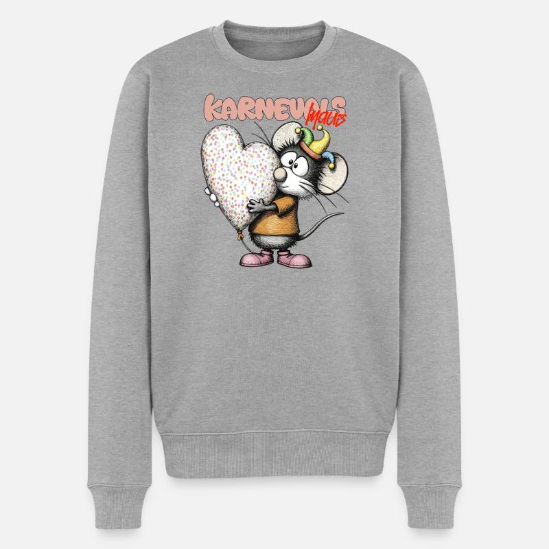 Karnevalsmäuschen Herzballon Karneval Rheinland - Männer Premium Bio Pullover - Grau meliert