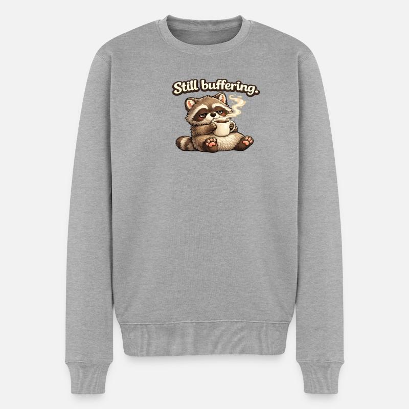 Oskar - Still buffering - Männer Premium Bio Pullover - Grau meliert