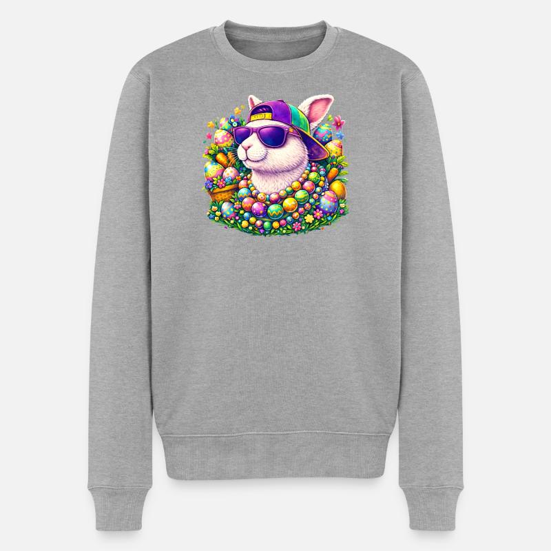 Osterhase Neon Sonnenbrille - Männer Premium Bio Pullover - Grau meliert
