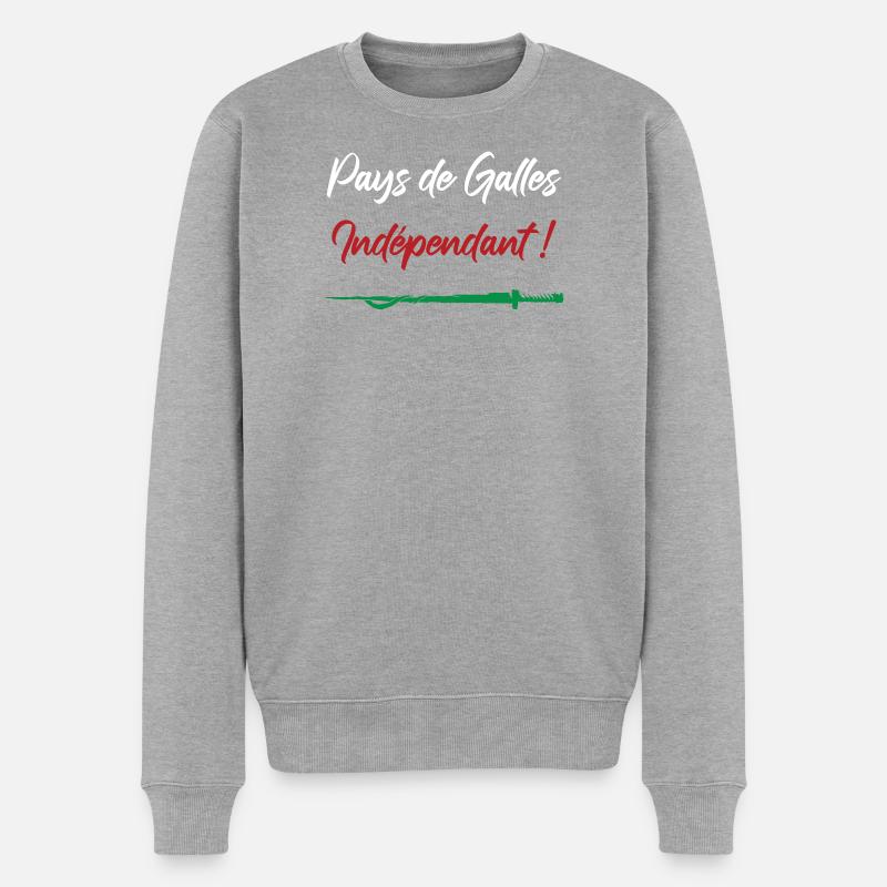 Pays de Galles Indépendant ! Perceval - Pull Premium bio Homme - gris chiné