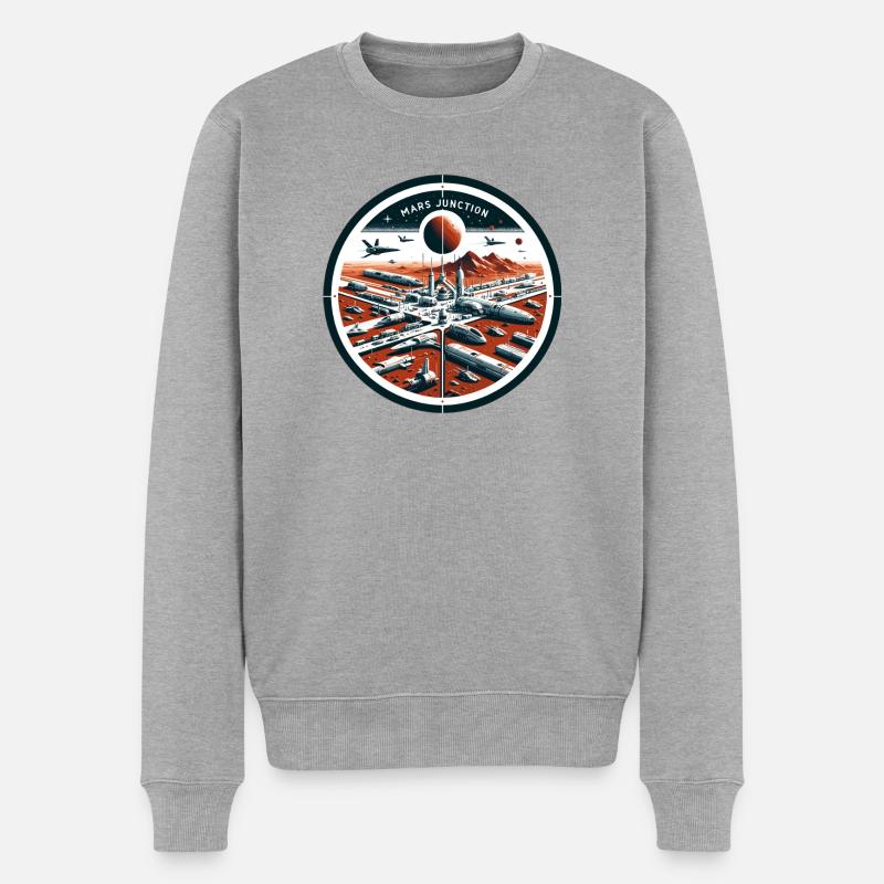 Mars Junction Raumhafen Patch - Männer Premium Bio Pullover - Grau meliert