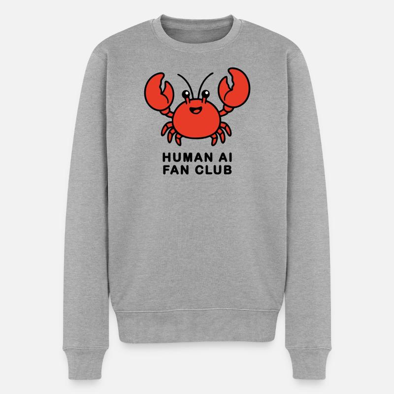 Human AI Fan Club - Männer Premium Bio Pullover - Grau meliert