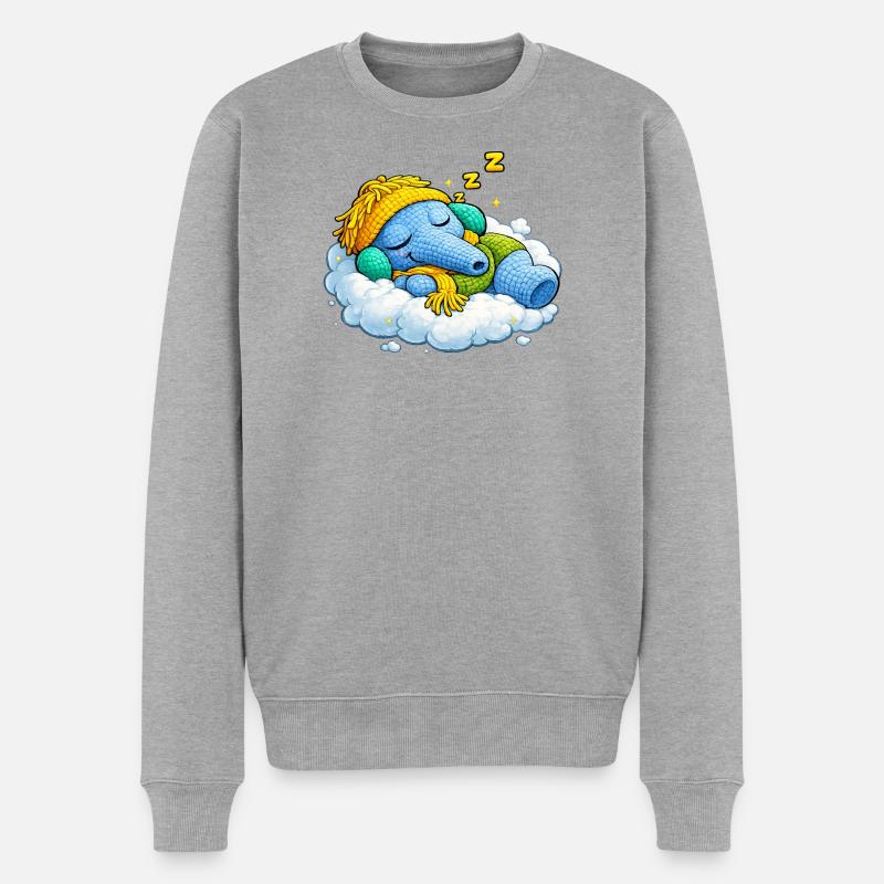 Leo Langnase schlafend - Männer Premium Bio Pullover - Grau meliert