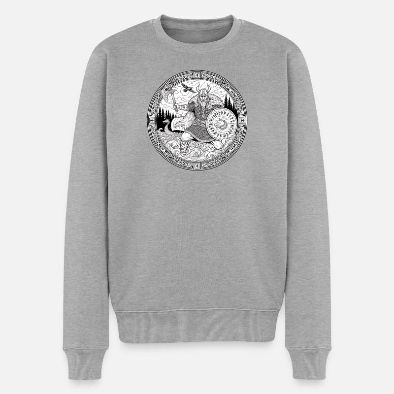Runenheld der Nordsee - Männer Premium Bio Pullover - Grau meliert