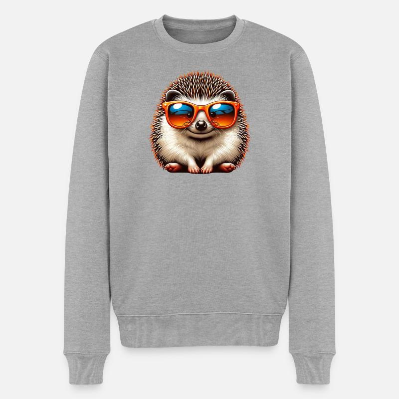 Igel Mit Sonnenbrille Igel Sarkasmus Tierliebhaber - Männer Premium Bio Pullover - Grau meliert
