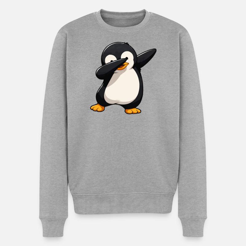 Dab Penguin Comic - Pull Premium bio Homme - gris chiné