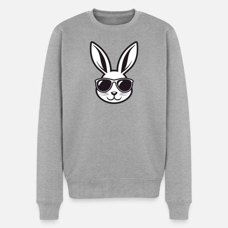 Kaninchen-Sonnenbrille - Männer Premium Bio Pullover - Grau meliert