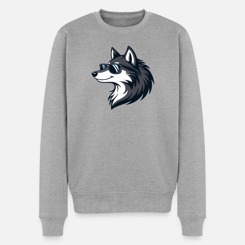 Moderne Wolf-Sonnenbrillen - Männer Premium Bio Pullover - Grau meliert