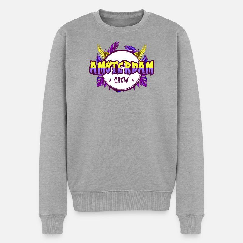 Amsterdam Crew Bunt - Männer Premium Bio Pullover - Grau meliert